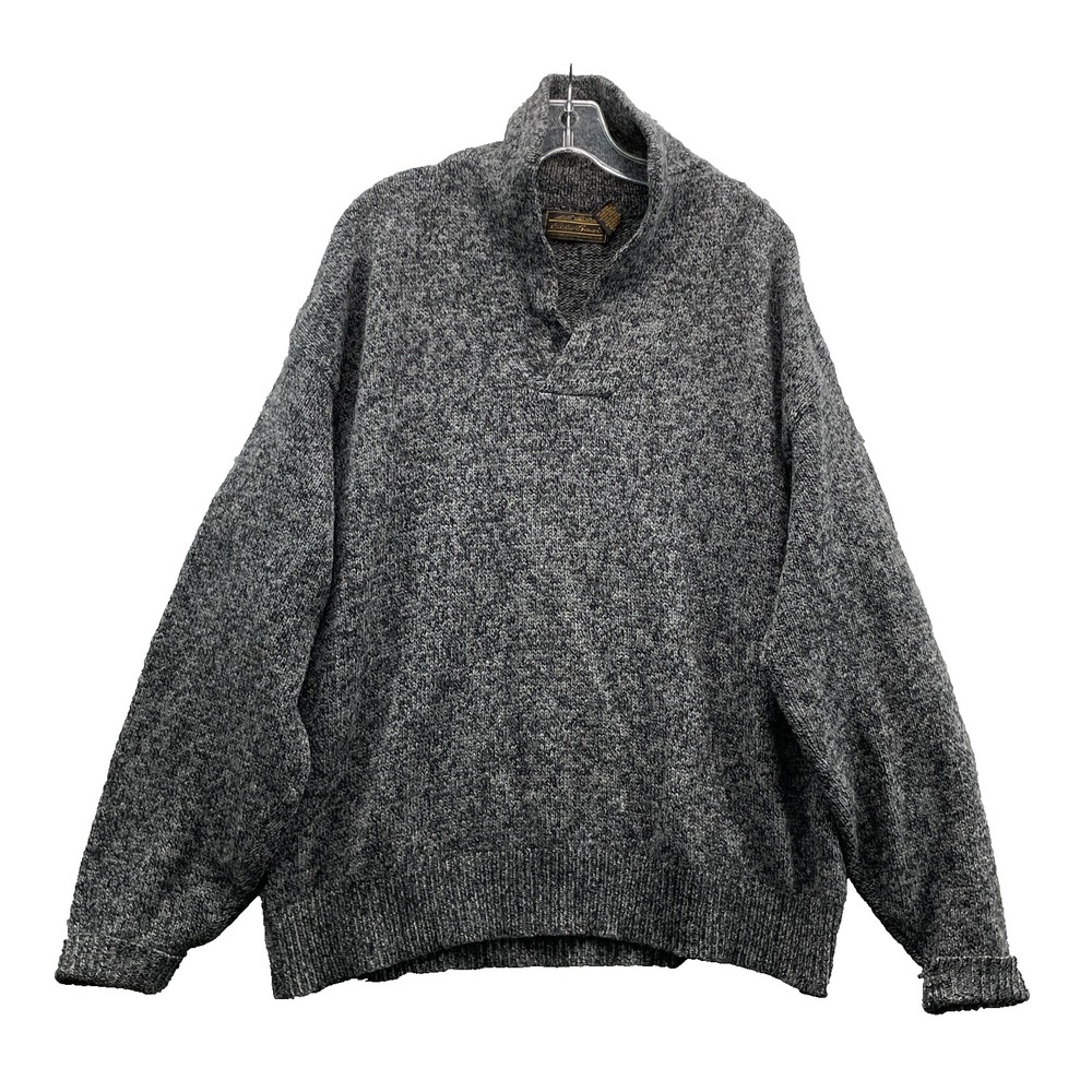 Vintage Eddie Bauer Sweater Men Large Gray Wool Blend Pullover Mock Neck Outdoor - Picture 1 of 9